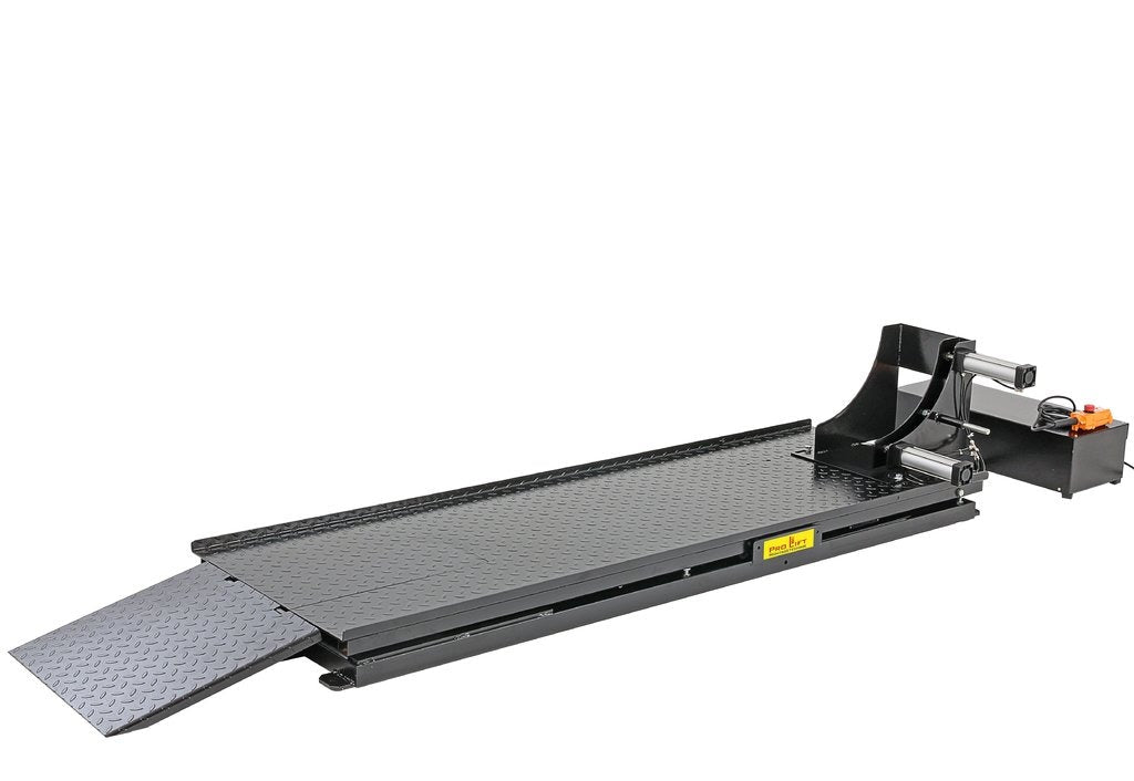 500kg Professional Electric Hydraulic Motorcycle Lift Table – 110mm Low-Profile, 1250mm Lift & Pneumatic Clamp